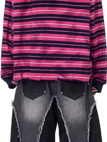 PINKSPINK Pink Stripe Leopard Printed Embroidered Cat Ear Women's Hoodies