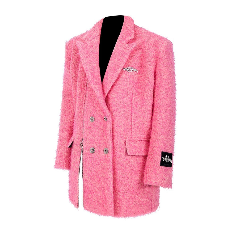 PINKSPINK_Pink_Structured_Zipper_Shoulderpad_Double_Breasted_Women's_Wool_Blend_Blazers_691895805648_MISSTT