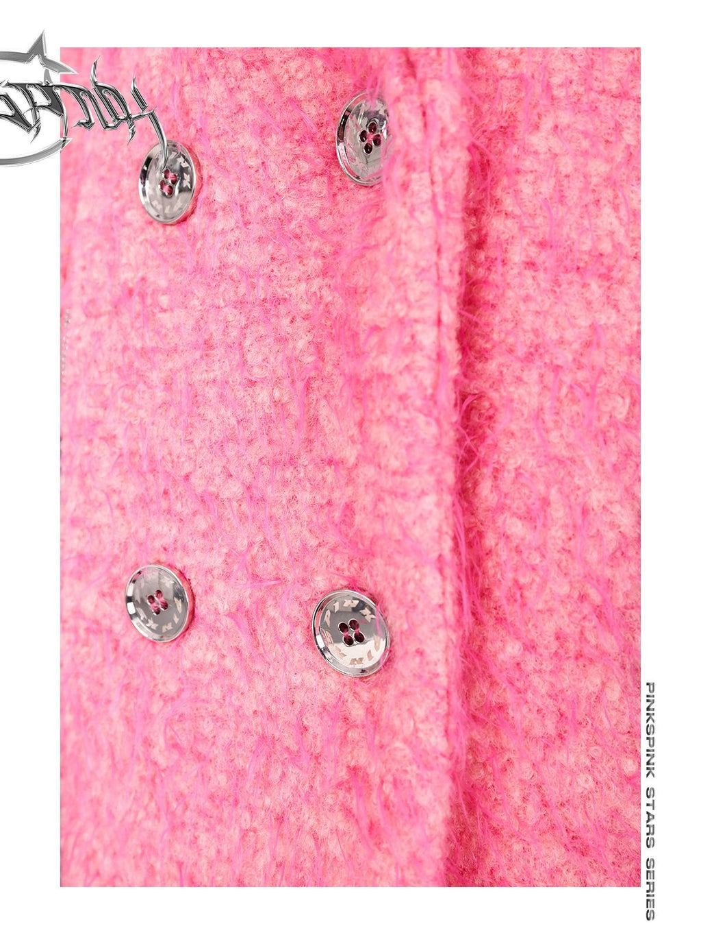 PINKSPINK Pink Structured Zipper Shoulderpad Double Breasted Women's Wool Blend Blazers