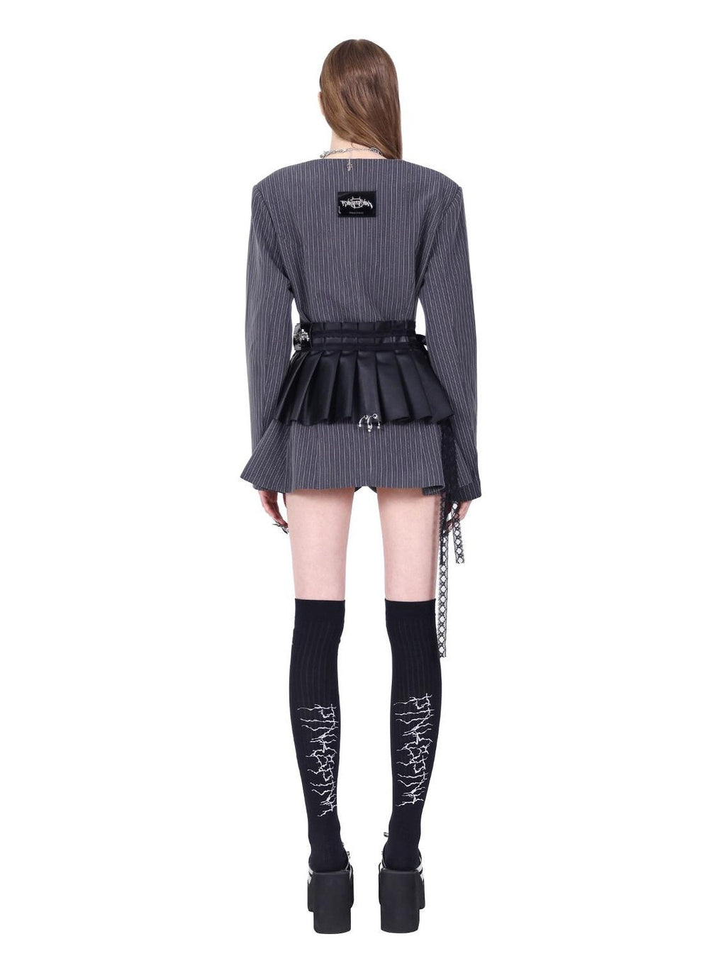 PINKSPINK Pleated Eyelet Lace Tie Ruching Y2k Women's Polyester Mini Skirts