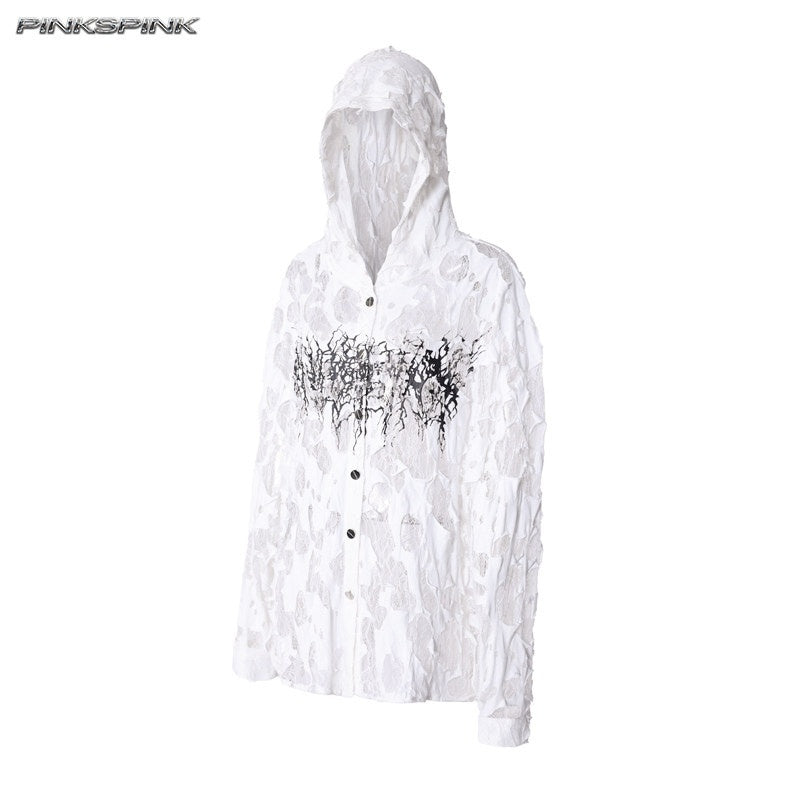 PINKSPINK_Print_Hand_Distressed_Colorblock_Hooded_Long_Sleeve_Women's_Lace_Sheer_Shirts_926985382744_MISSTT