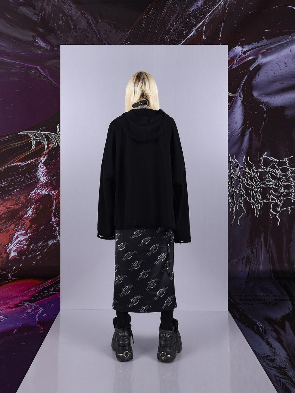 PINKSPINK Psychedelic Cosmic Irregular Ripped Print Women's Oversized Hoodies