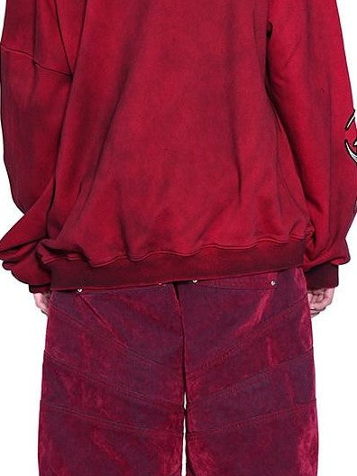 PINKSPINK Punk 3d Embroidered One Shoulder Distressed Print Asymmetrical Women's Sweatshirts