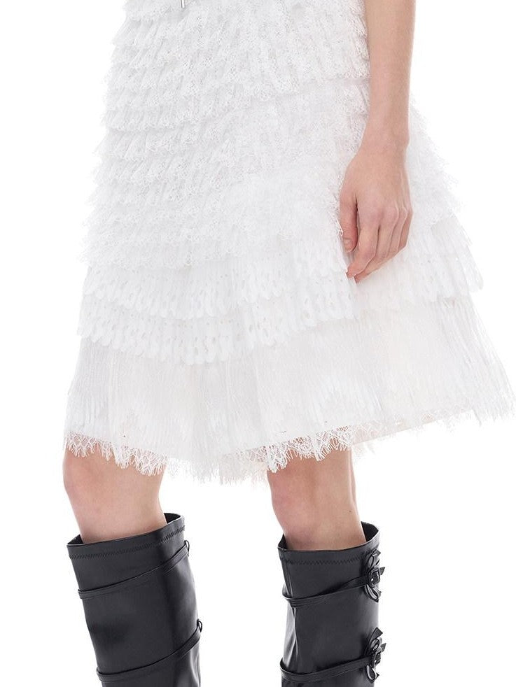 PINKSPINK Punk Ballet Detachable Lace Layered Spliced Pocket Women's Polyester Skorts