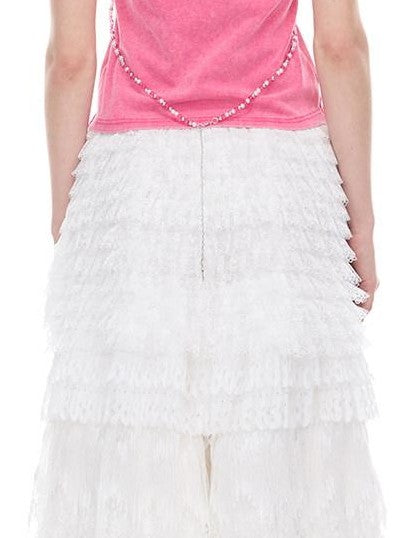 PINKSPINK Punk Ballet Detachable Lace Layered Spliced Pocket Women's Polyester Skorts