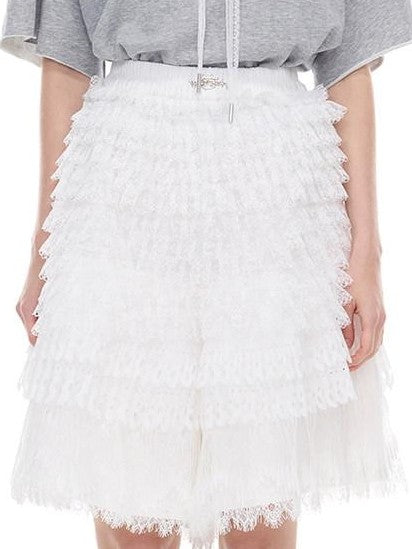 PINKSPINK Punk Ballet Detachable Lace Layered Spliced Pocket Women's Polyester Skorts