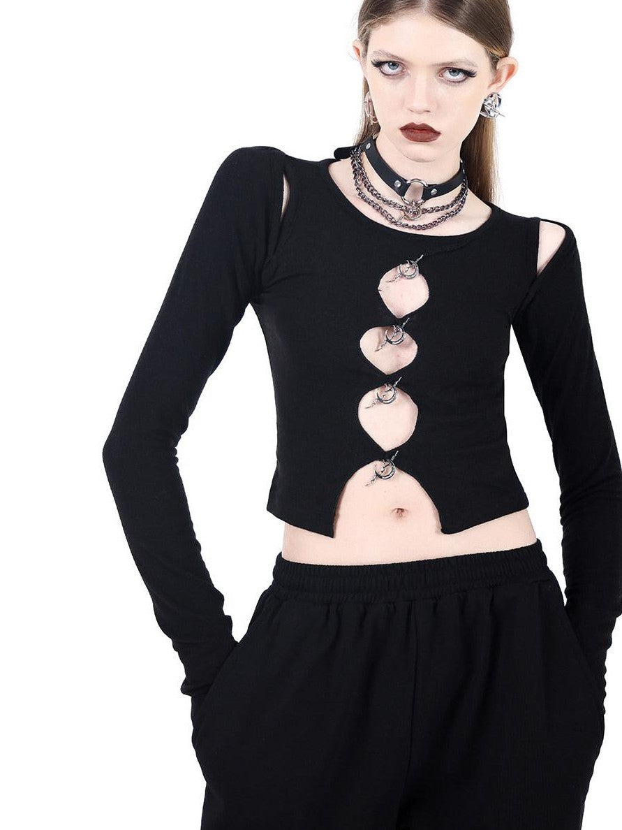 PINKSPINK Punk Studded Electroplated Moon Pendant Original Women's Leather Necklaces