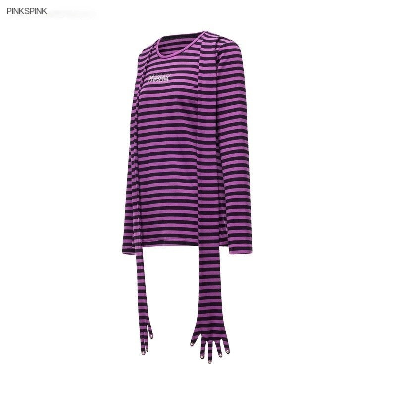 PINKSPINK_Purple_Pink_Striped_Studded_Slim_Fit_Women's_Cotton_Long_Sleeve_T-shirts_1045532910787_MISSTT