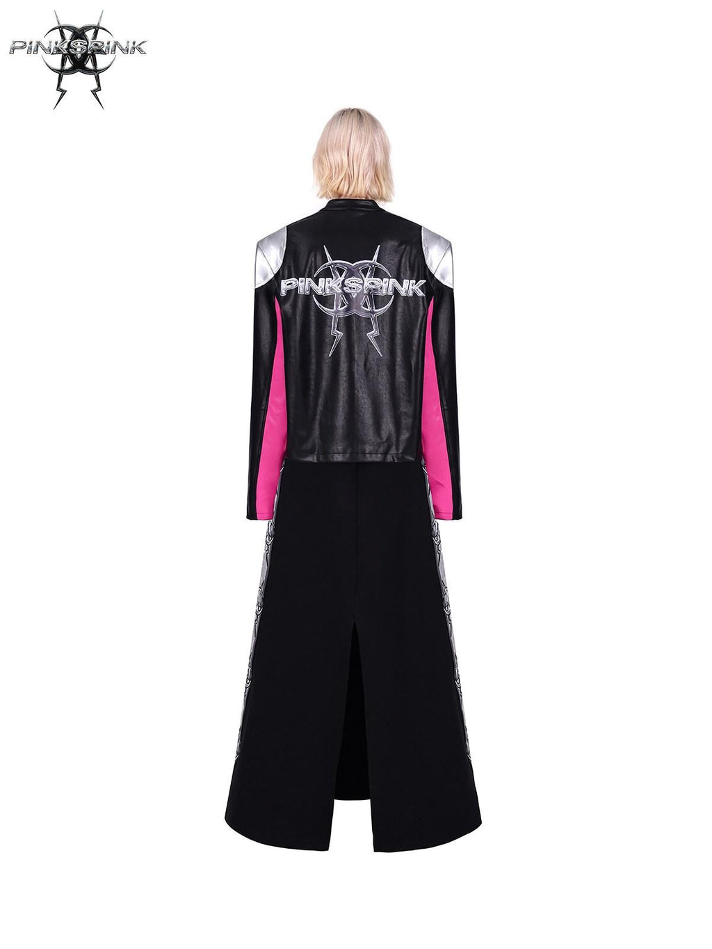 PINKSPINK Racer Patchwork Shoulder Pads Women's Washed Synthetic Leather Jackets
