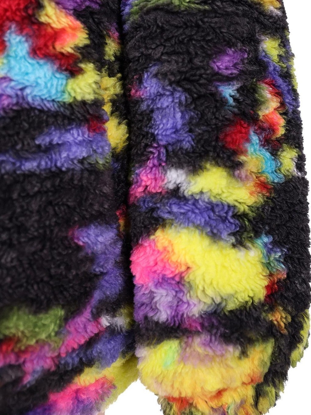 PINKSPINK Rainbow Cat Ear Hooded Abstract Zip Oversized Women's Sherpa Puffer Jackets