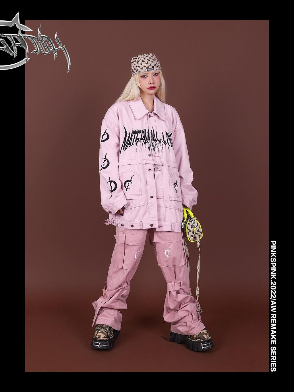 PINKSPINK Reconstructed Embroidered Polo Collar Convertible Women's Cotton Matching Skirt Sets