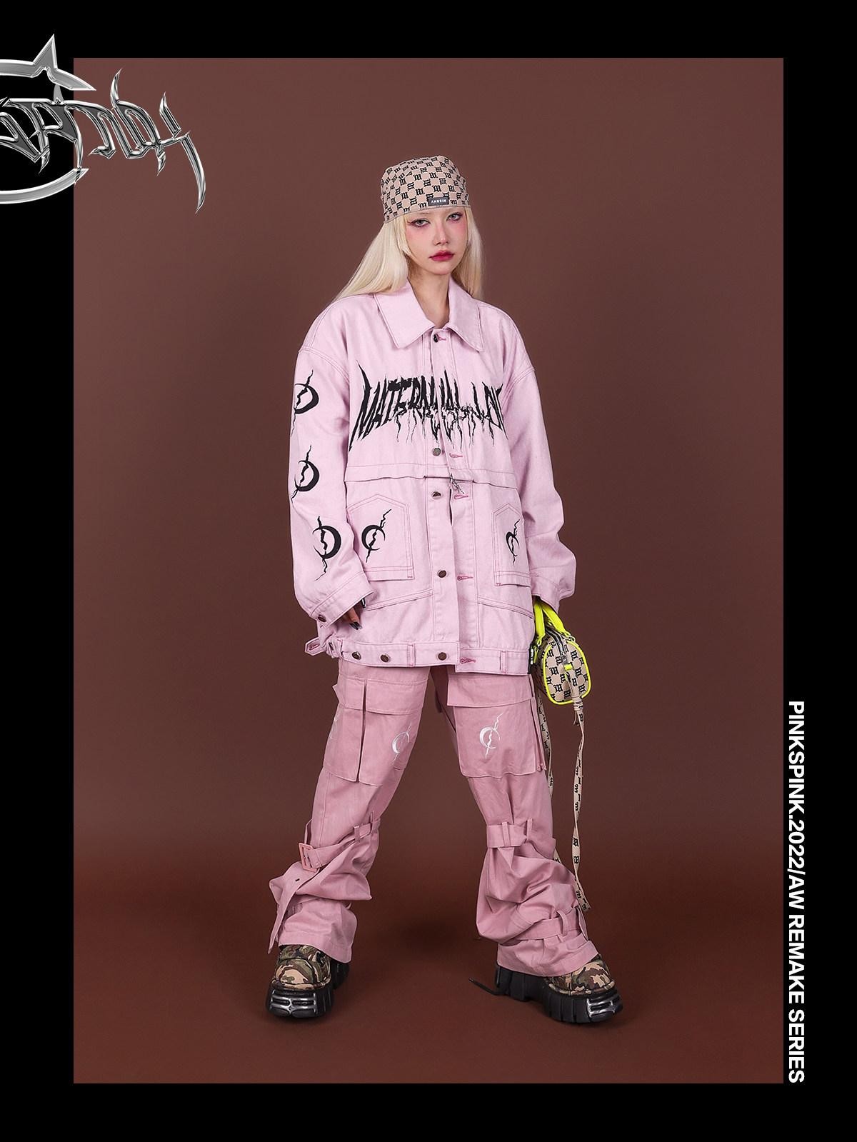 PINKSPINK Reconstructed Embroidered Polo Collar Convertible Women's Cotton Matching Skirt Sets