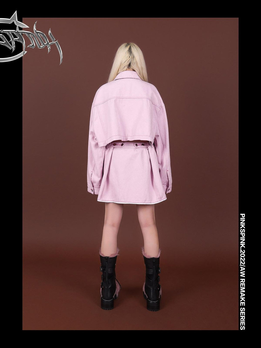 PINKSPINK Reconstructed Embroidered Polo Collar Convertible Women's Cotton Matching Skirt Sets