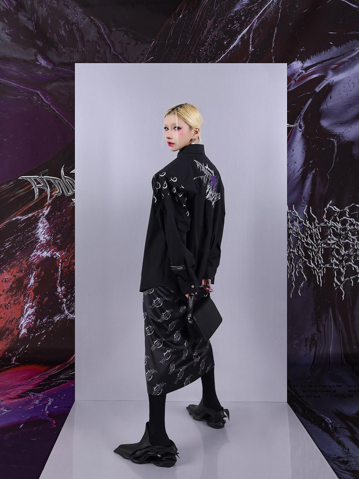 PINKSPINK Reconstructed Misaligned Patchwork Printed Padded Shoulders Women's Overshirts