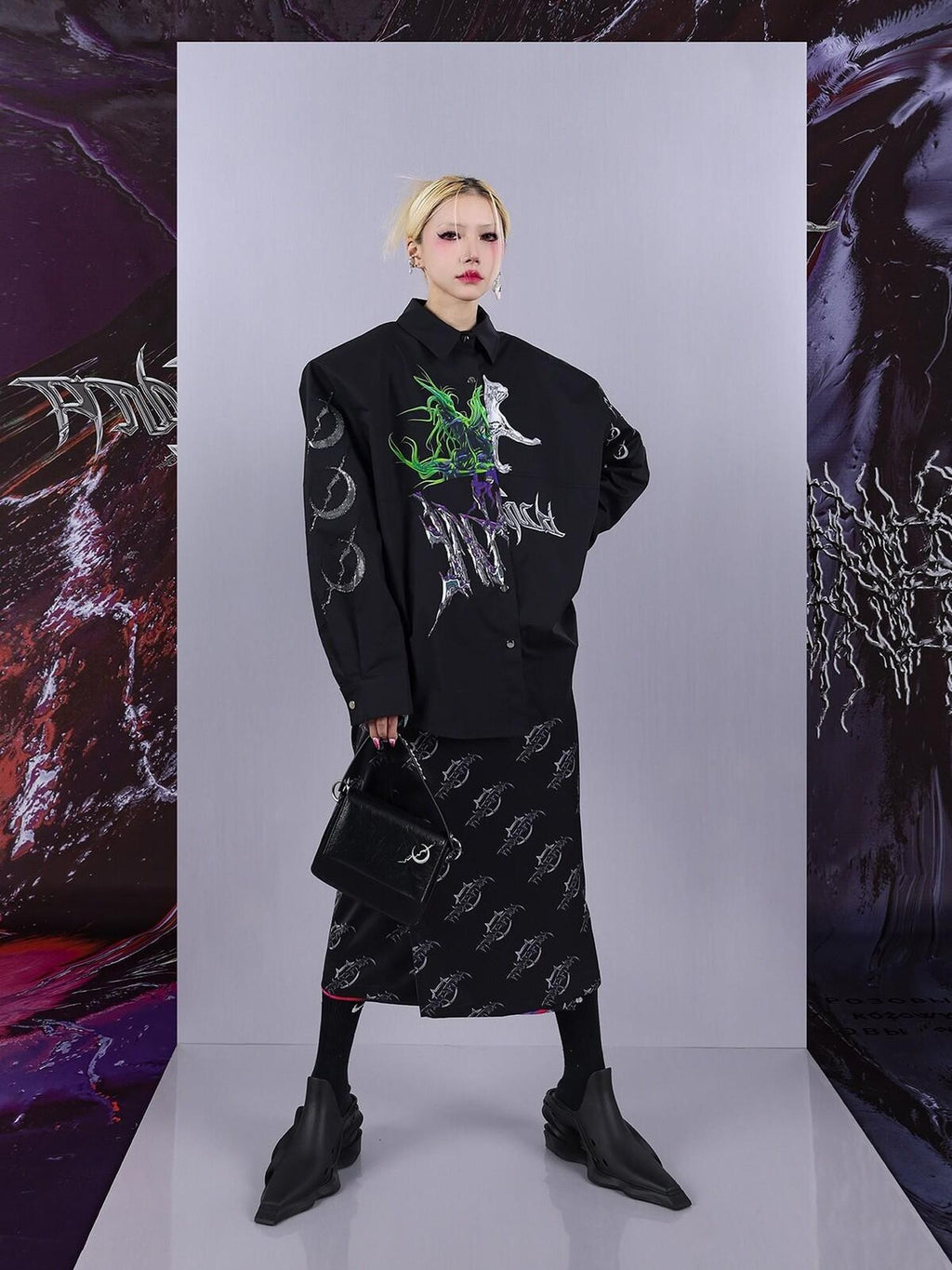 PINKSPINK Reconstructed Misaligned Patchwork Printed Padded Shoulders Women's Overshirts