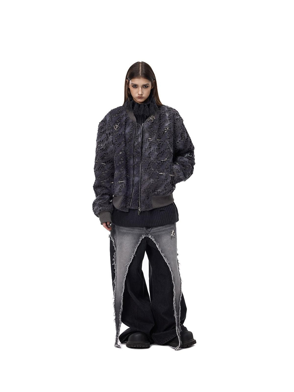 PINKSPINK Reconstructed Patchwork Studded Y2k Air Force Women's Cotton Puffer Jackets