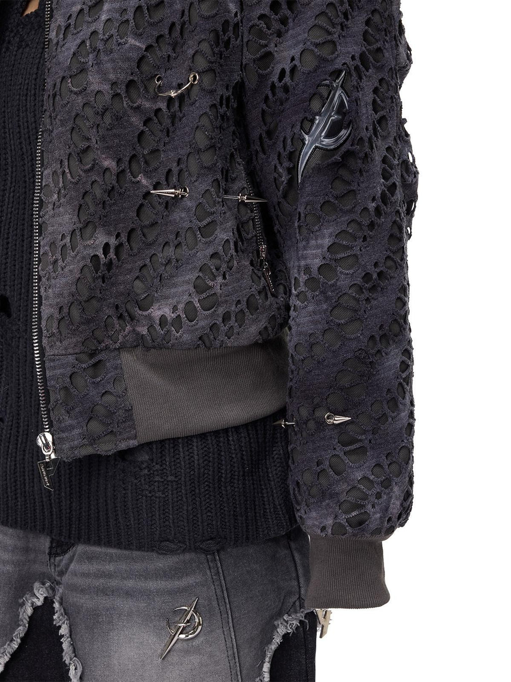 PINKSPINK Reconstructed Patchwork Studded Y2k Air Force Women's Cotton Puffer Jackets