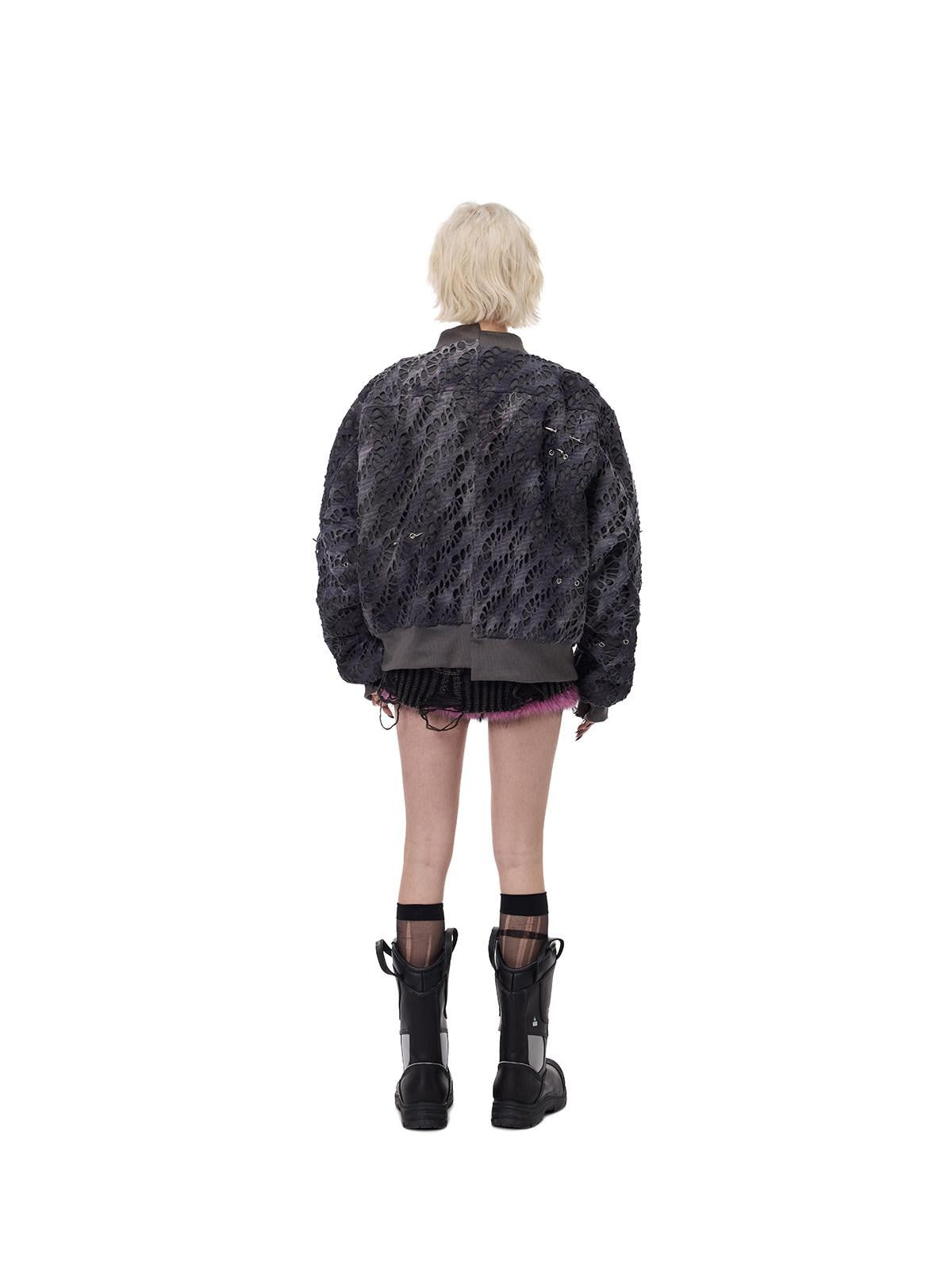 PINKSPINK Reconstructed Patchwork Studded Y2k Air Force Women's Cotton Puffer Jackets