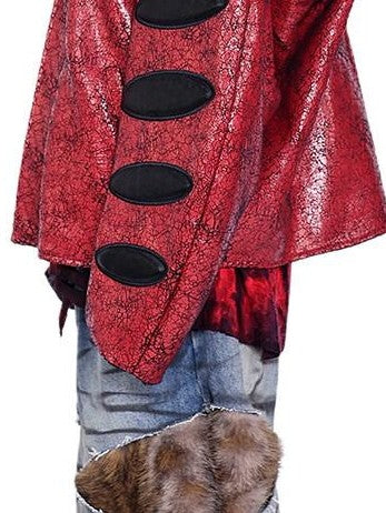 PINKSPINK Red Black Cracked Oversized Boxy Women's Pu Leather Moto Jackets