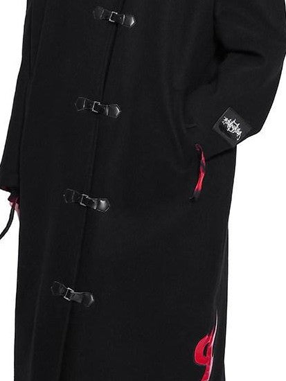 PINKSPINK Red Black Tie Dye Ripped Mummy Hooded Slim Women's Long Sleeve T-shirts