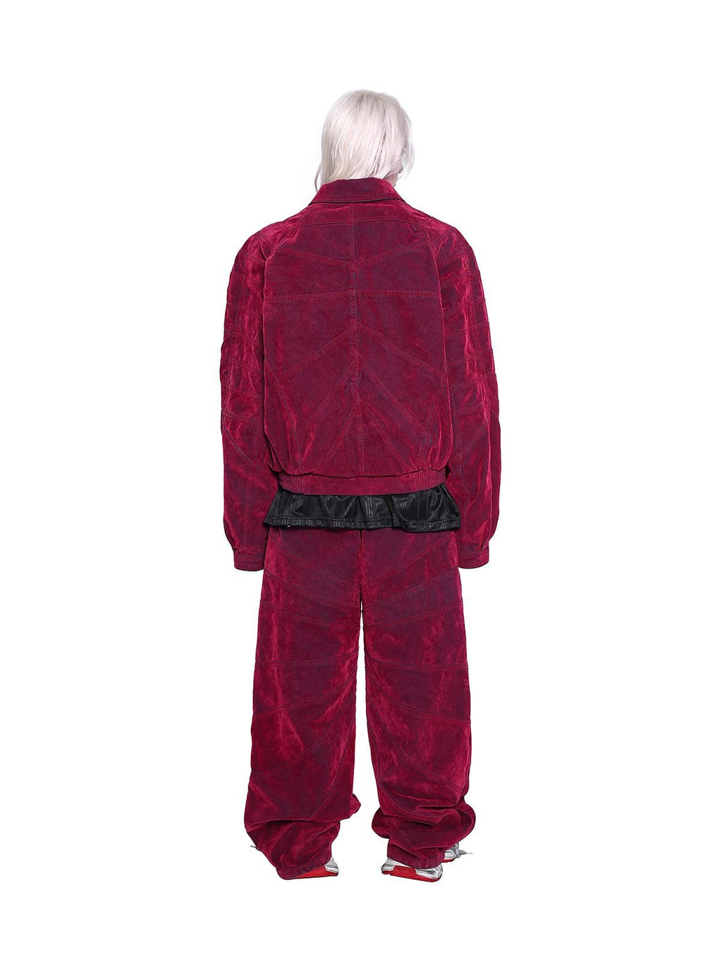 PINKSPINK Red Distressed Radiant Shoulderpad Polo Women's Velvet Denim Jackets
