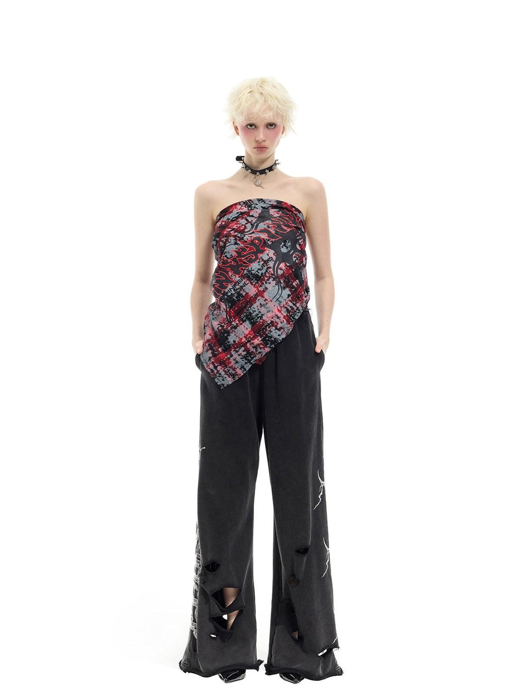 PINKSPINK Red Plaid Digital Spray Print Square Scarf Women's Cotton Headdresses