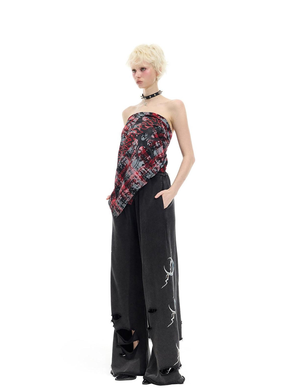 PINKSPINK Red Plaid Digital Spray Print Square Scarf Women's Cotton Headdresses