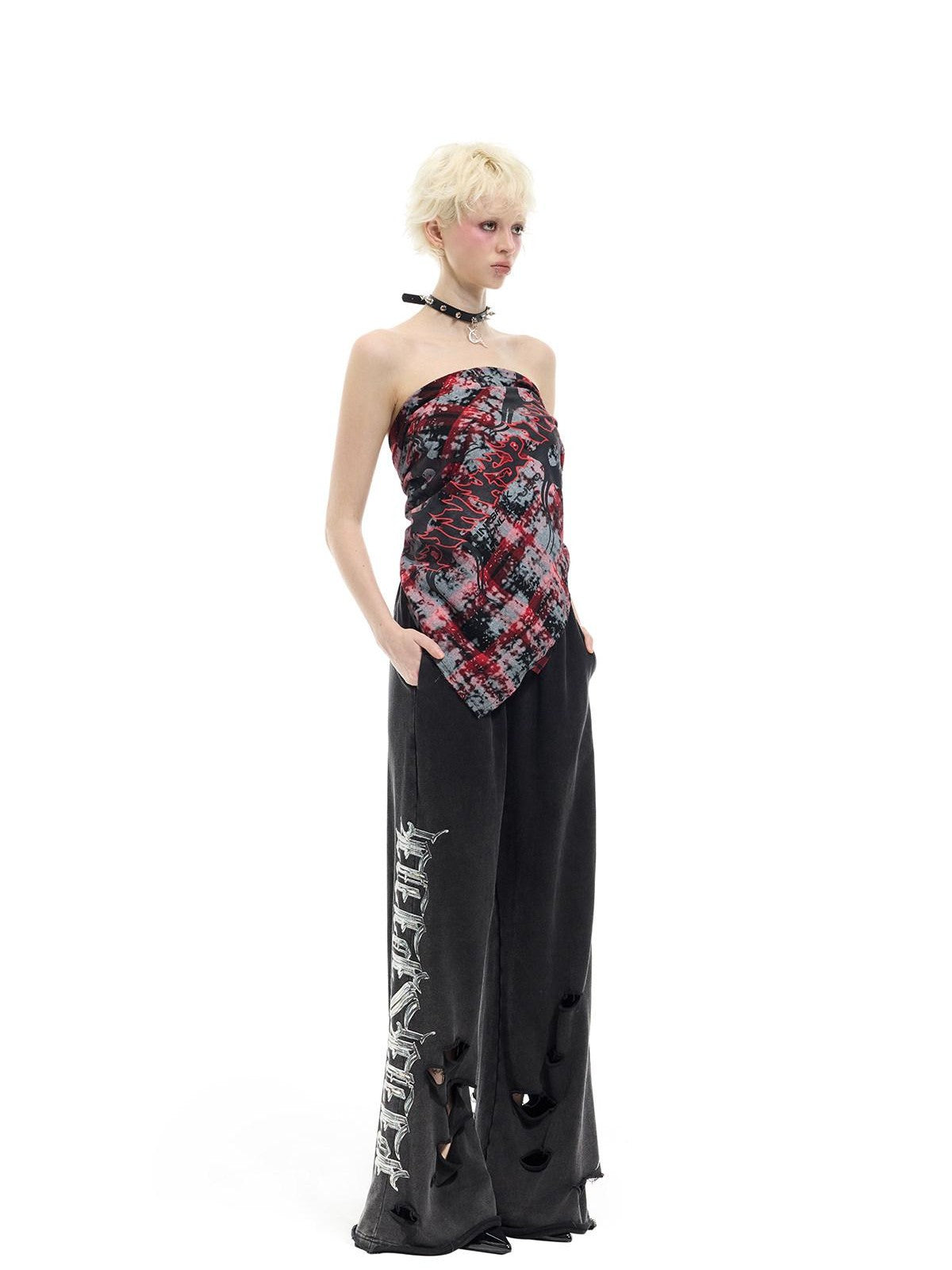 PINKSPINK Red Plaid Digital Spray Print Square Scarf Women's Cotton Headdresses