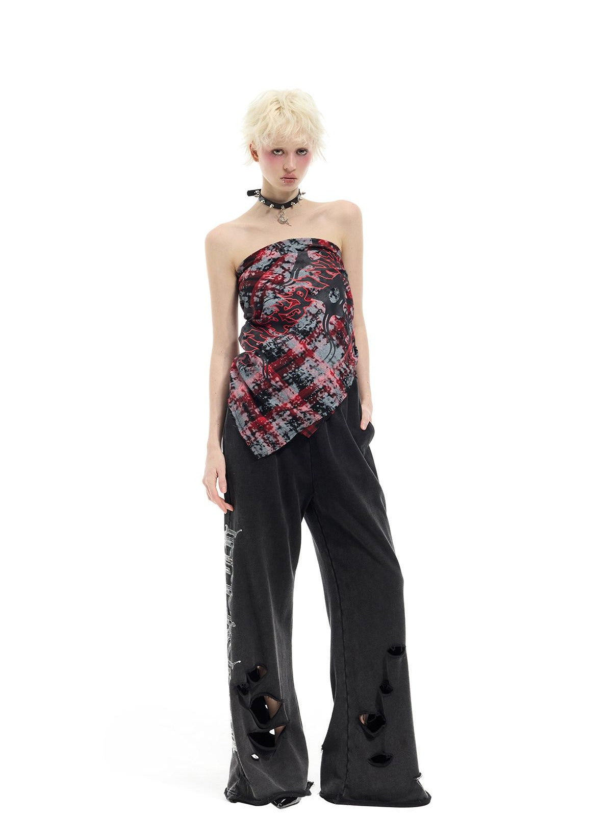 PINKSPINK Red Plaid Digital Spray Print Square Scarf Women's Cotton Headdresses
