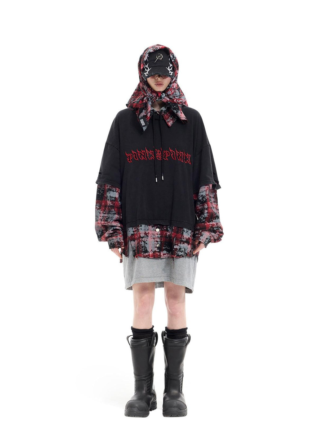 PINKSPINK Red Plaid Digital Spray Print Square Scarf Women's Cotton Headdresses