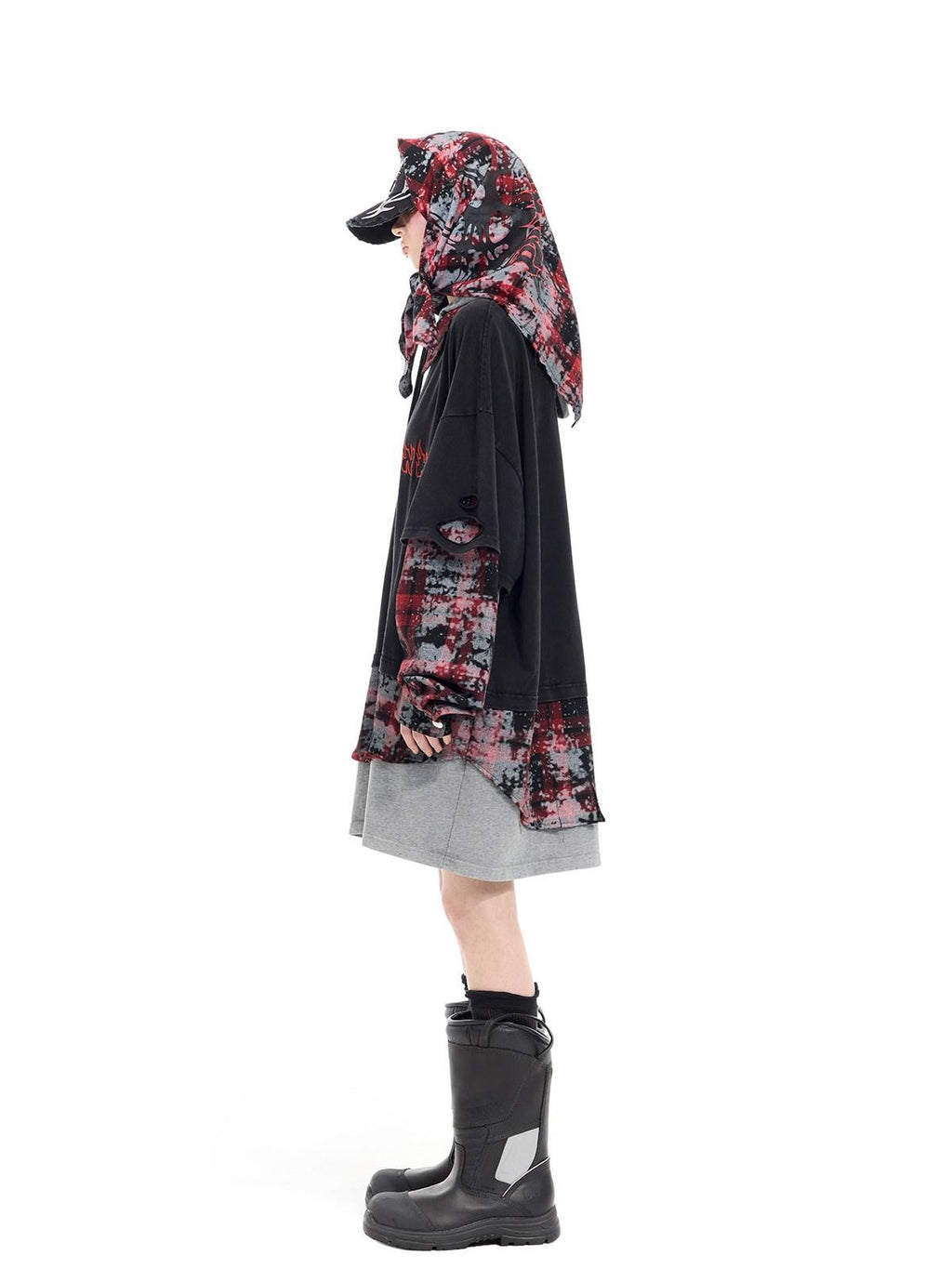 PINKSPINK Red Plaid Digital Spray Print Square Scarf Women's Cotton Headdresses