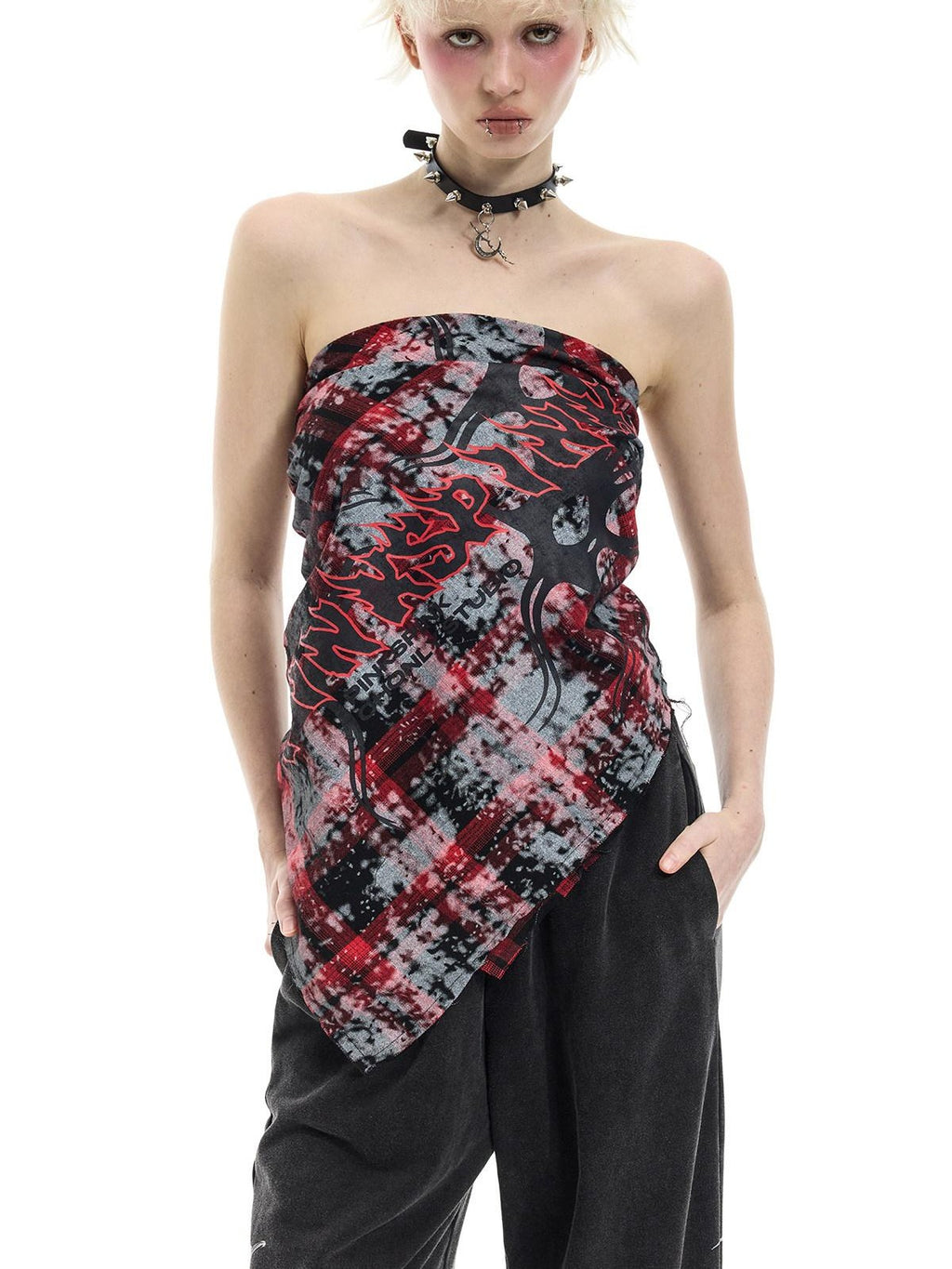 PINKSPINK Red Plaid Digital Spray Print Square Scarf Women's Cotton Headdresses