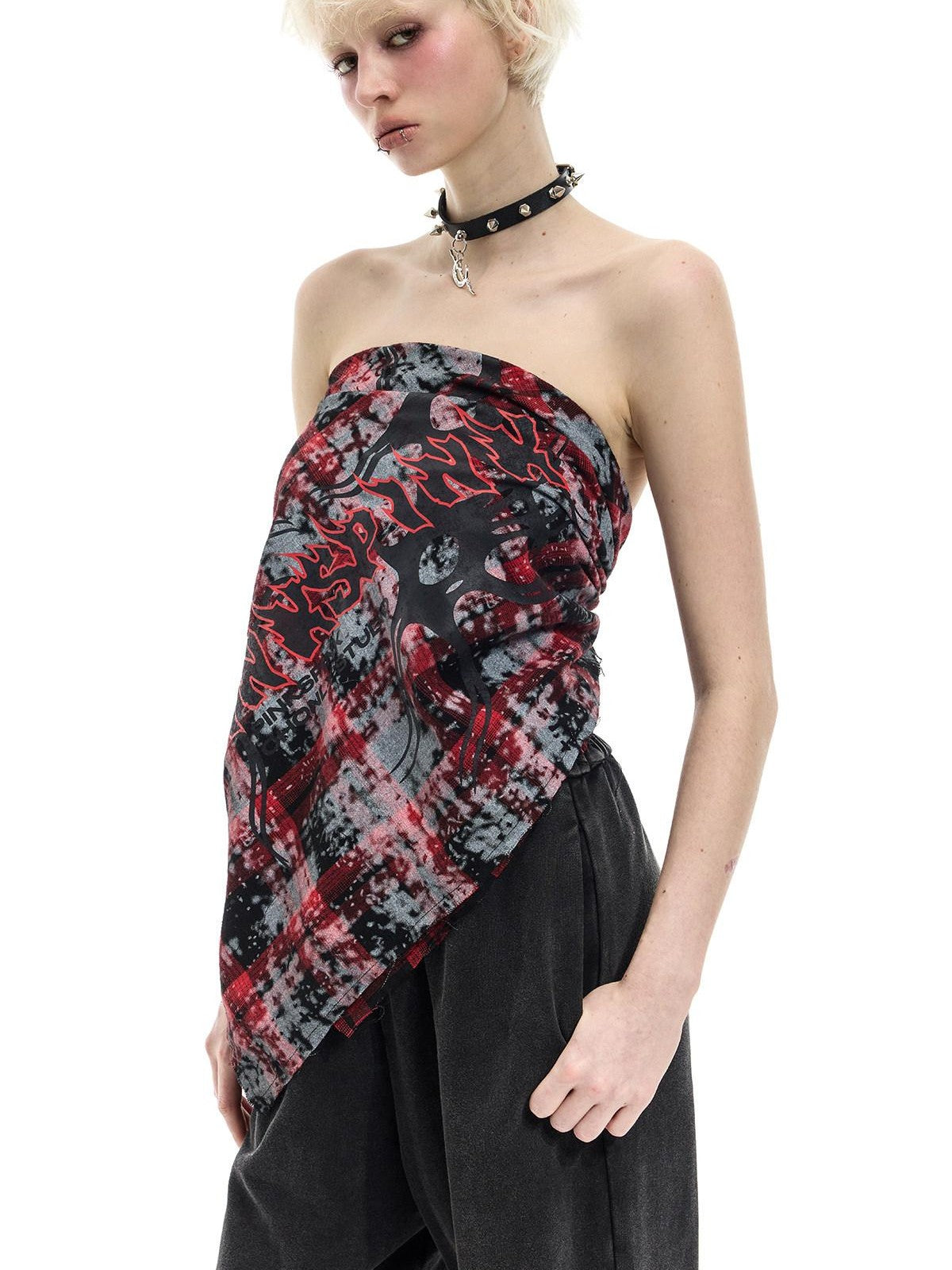 PINKSPINK Red Plaid Digital Spray Print Square Scarf Women's Cotton Headdresses