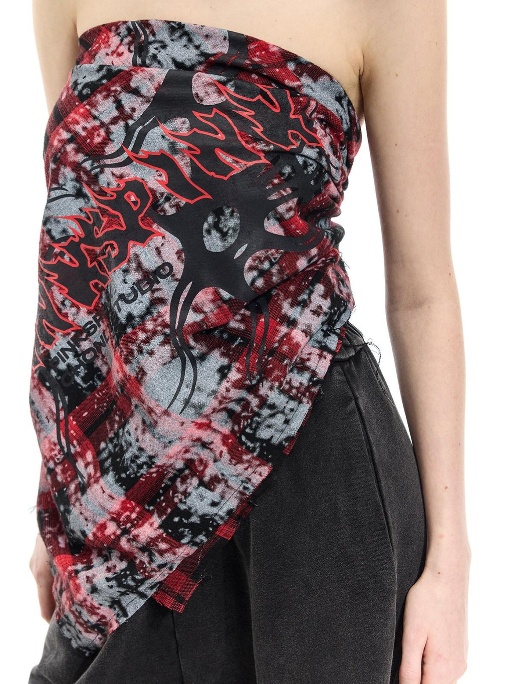 PINKSPINK Red Plaid Digital Spray Print Square Scarf Women's Cotton Headdresses