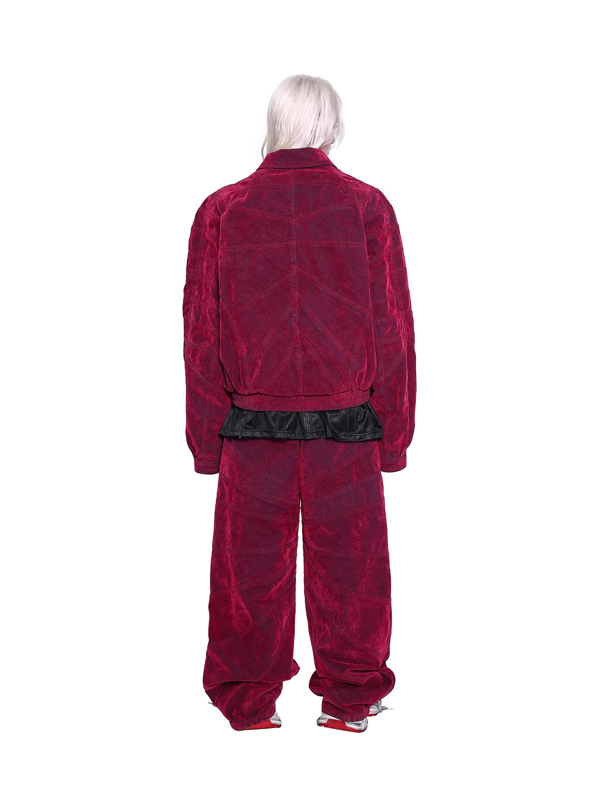 PINKSPINK Red Radiant Structure Washed Velvet Women's Denim Baggy Jeans
