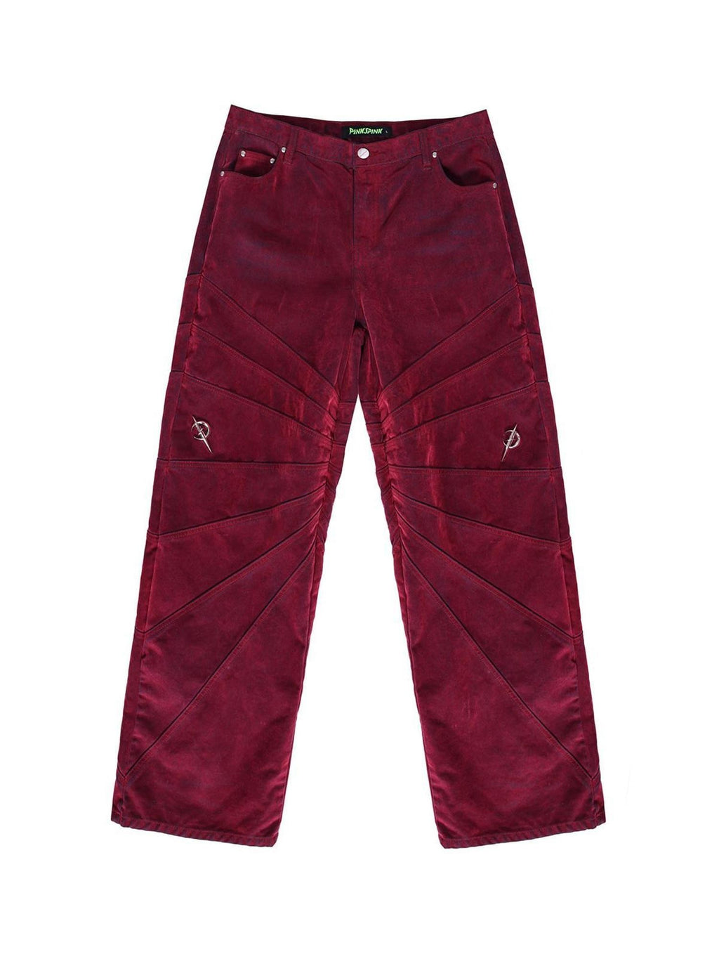 PINKSPINK Red Radiant Structure Washed Velvet Women's Denim Baggy Jeans