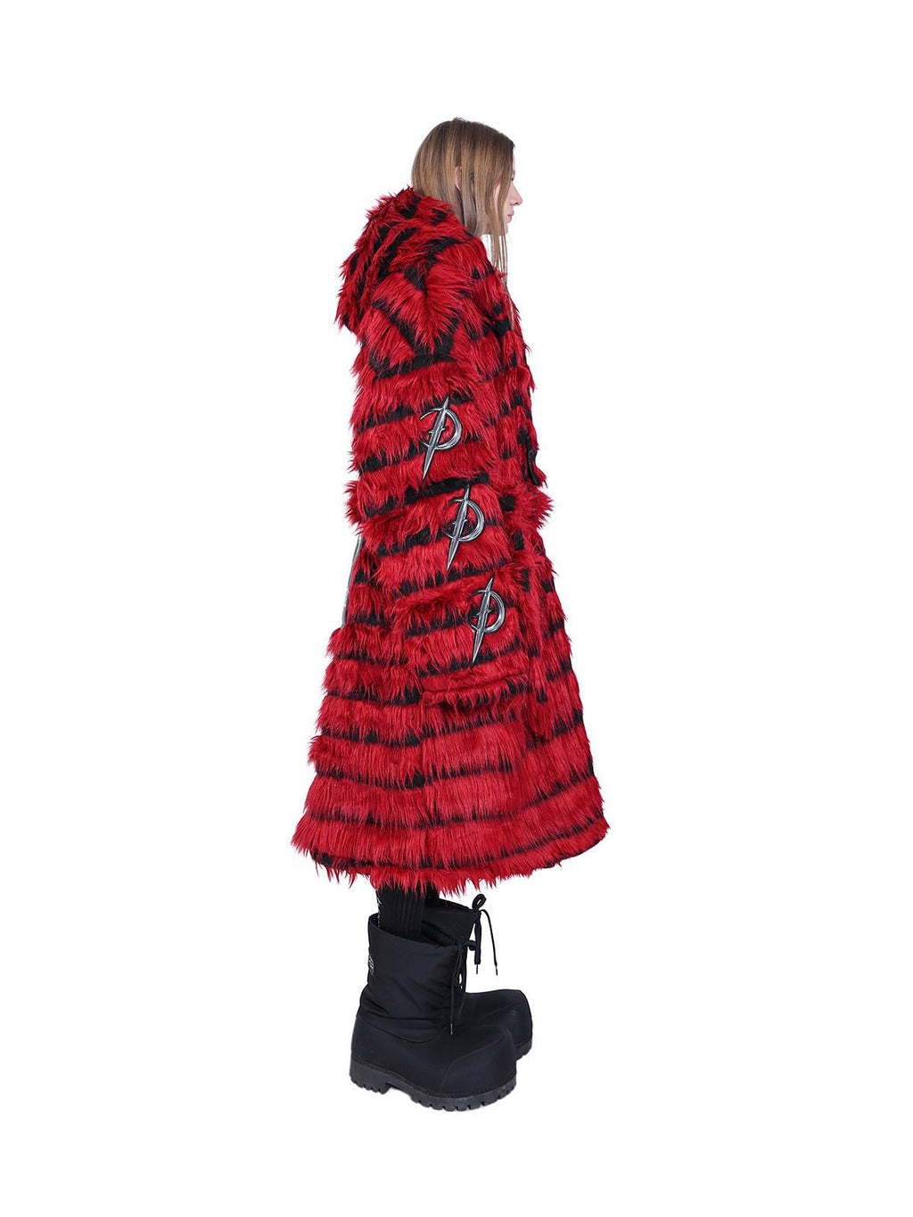 PINKSPINK Red Studded Fur Punk Multilayer Star Moon Women's Leather Neckties