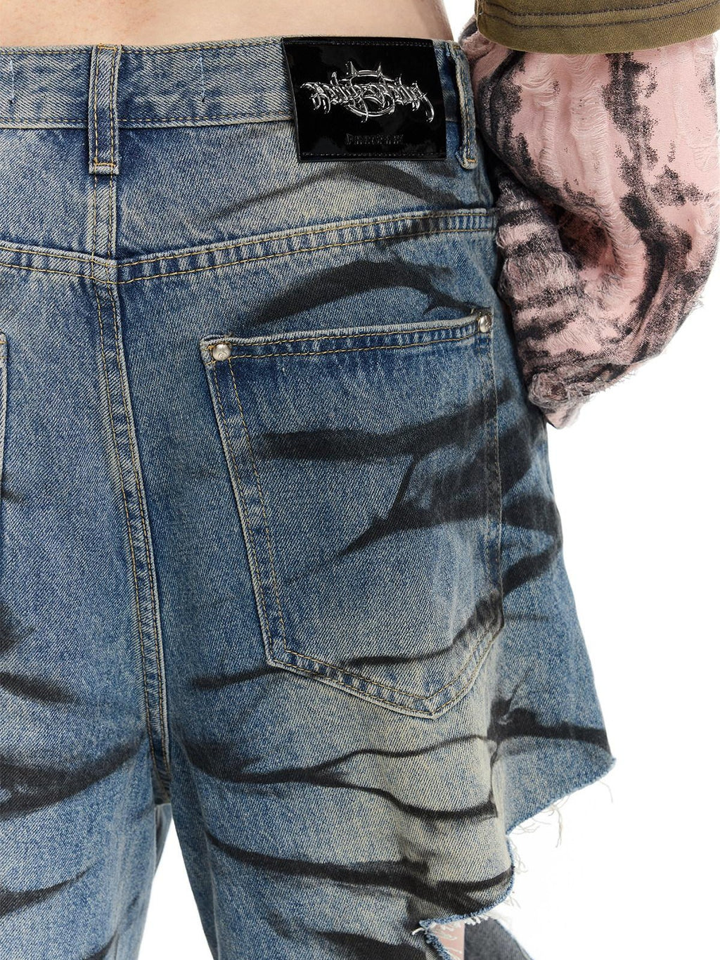 PINKSPINK Remake Layered Graffiti Low Rise Loose Women's Denim Ripped Jeans