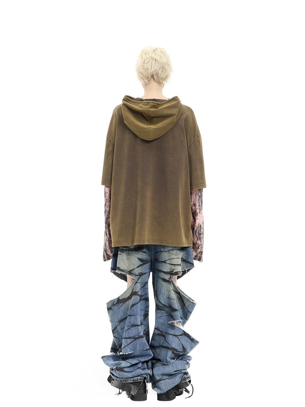 PINKSPINK Remake Layered Graffiti Low Rise Loose Women's Denim Ripped Jeans