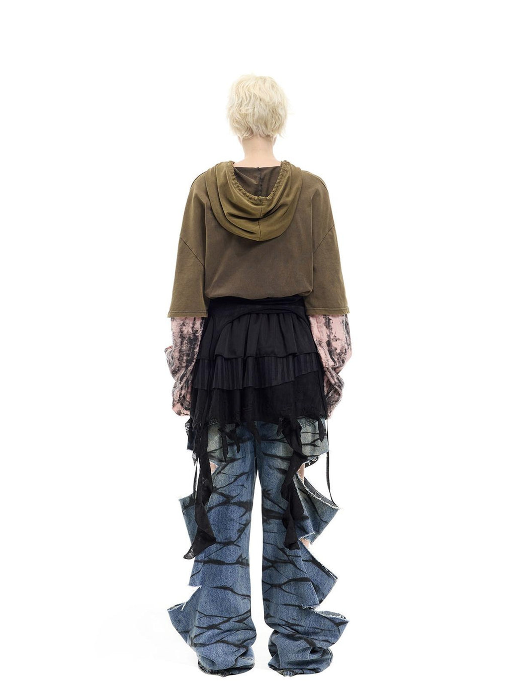 PINKSPINK Remake Layered Graffiti Low Rise Loose Women's Denim Ripped Jeans