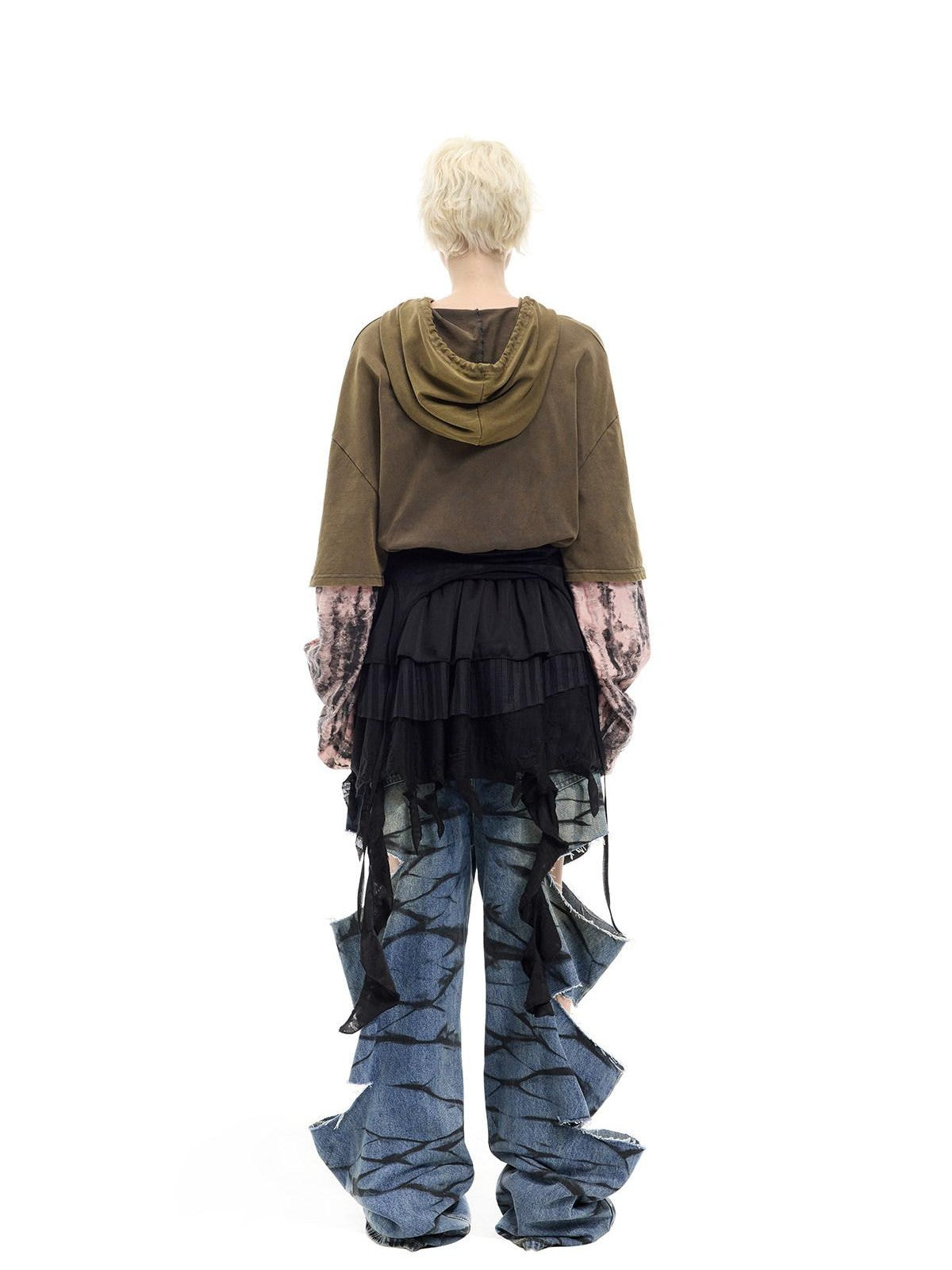 PINKSPINK Remake Layered Graffiti Low Rise Loose Women's Denim Ripped Jeans