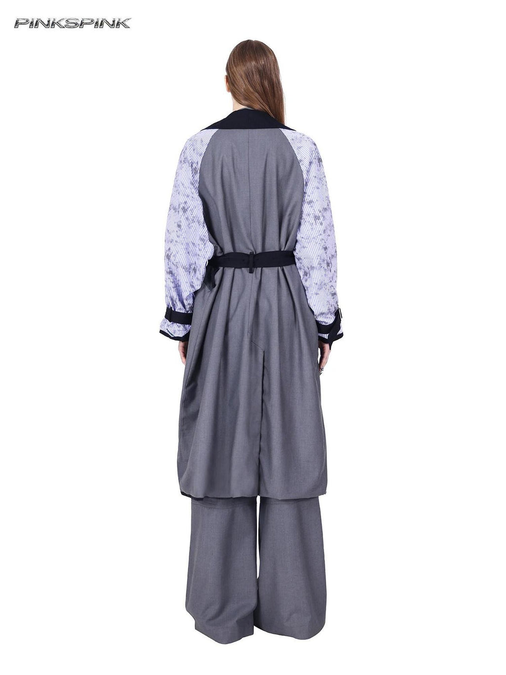 PINKSPINK Reversible 3d Patchwork Embroidered Tie Belt Women's Cotton Trench Coats