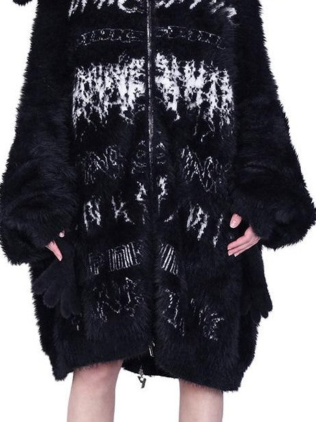 PINKSPINK Reversible Hooded Midlength Oversized Zipper Women's Mink Fleece Cardigans