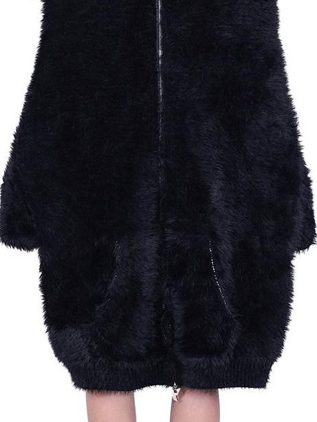 PINKSPINK Reversible Hooded Midlength Oversized Zipper Women's Mink Fleece Cardigans