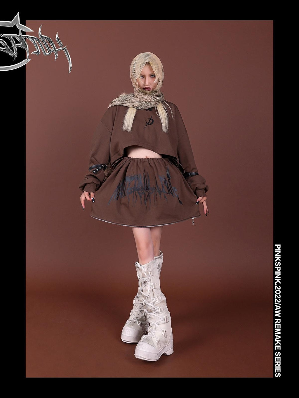 PINKSPINK Reworked Embroidered Hooded Zipper Women's Cotton Matching Skirt Sets