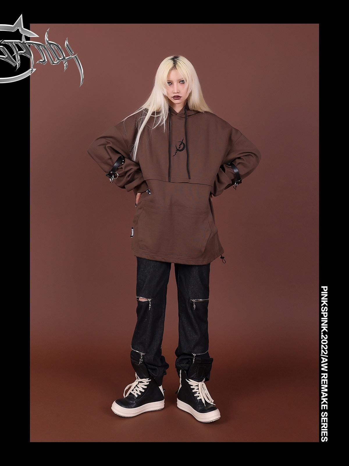 PINKSPINK Reworked Embroidered Hooded Zipper Women's Cotton Matching Skirt Sets