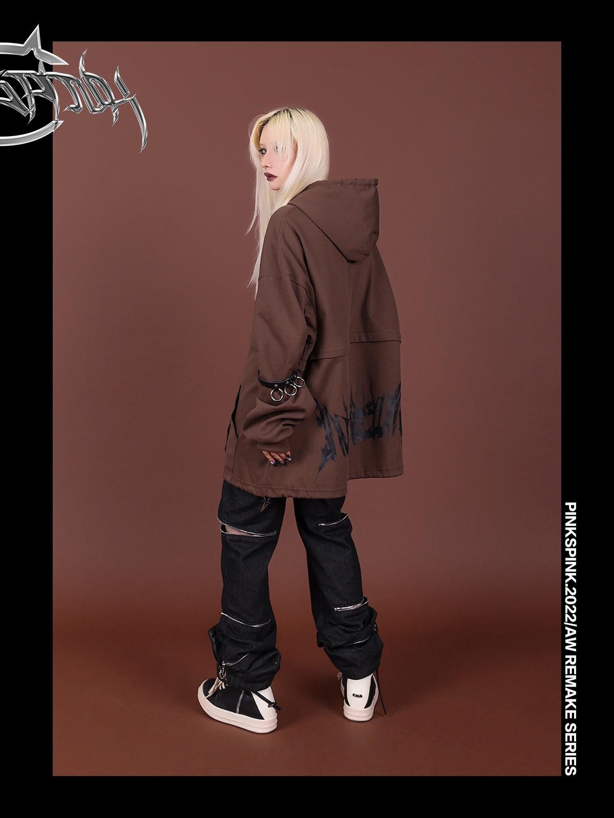 PINKSPINK Reworked Embroidered Hooded Zipper Women's Cotton Matching Skirt Sets