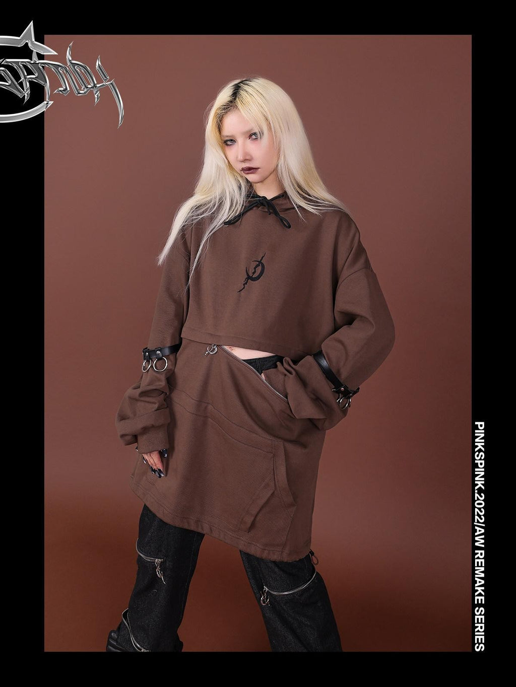 PINKSPINK Reworked Embroidered Hooded Zipper Women's Cotton Matching Skirt Sets