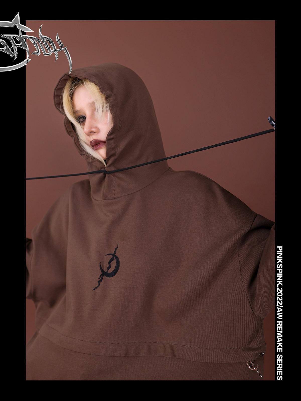 PINKSPINK Reworked Embroidered Hooded Zipper Women's Cotton Matching Skirt Sets