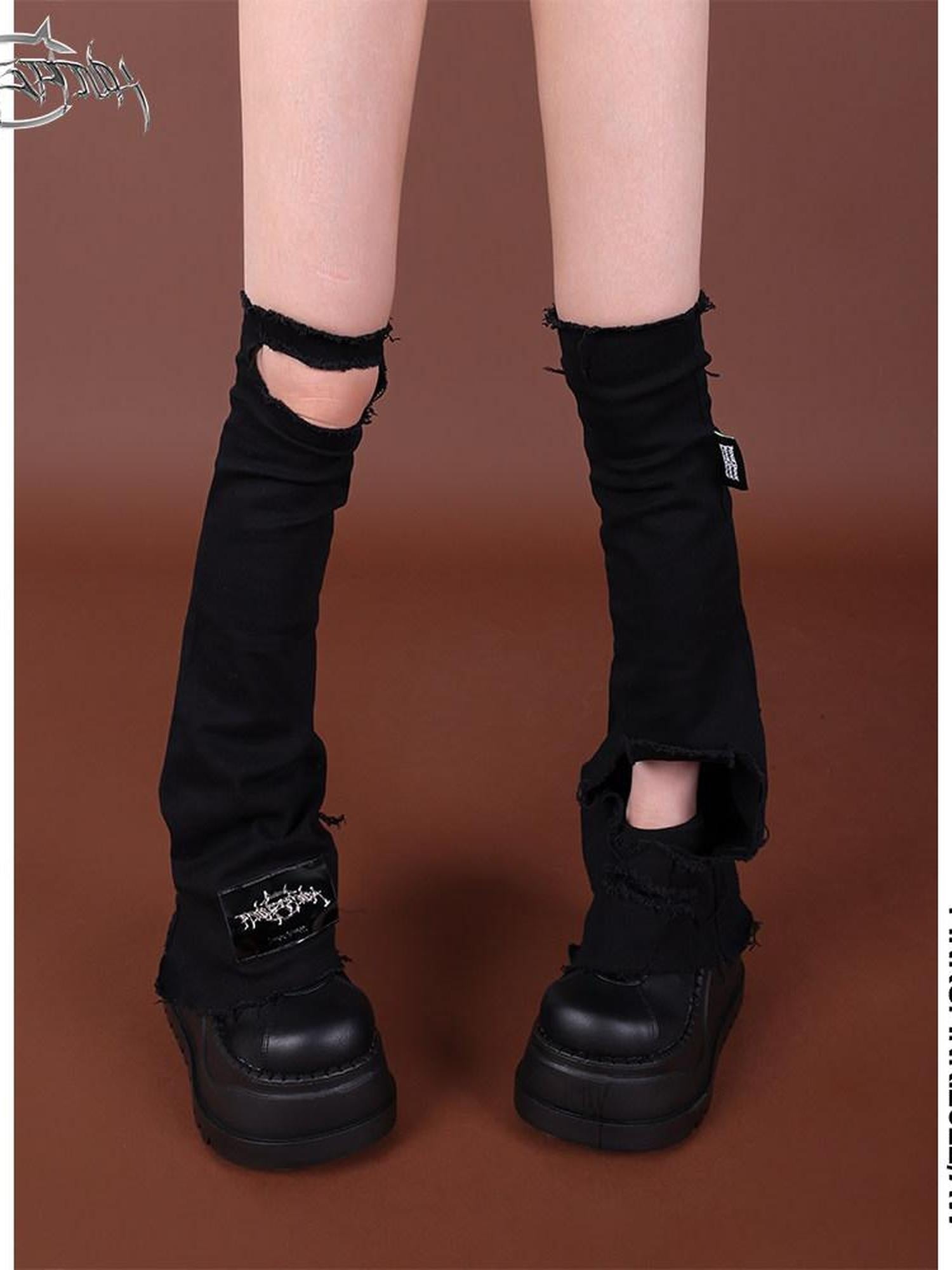 PINKSPINK Reworked Large Ripped Distressed Punk Women's Slim Stretch Leg Warmers